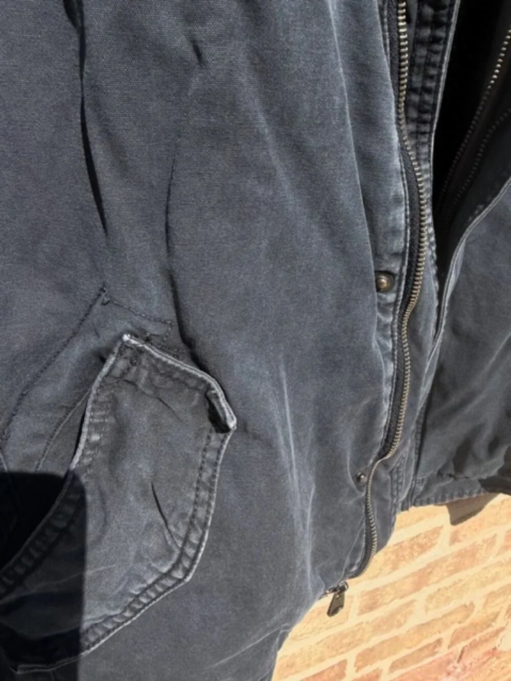Used Levi's Men's Washed Cotton Hooded Military Jacket in size Large Navy Blue